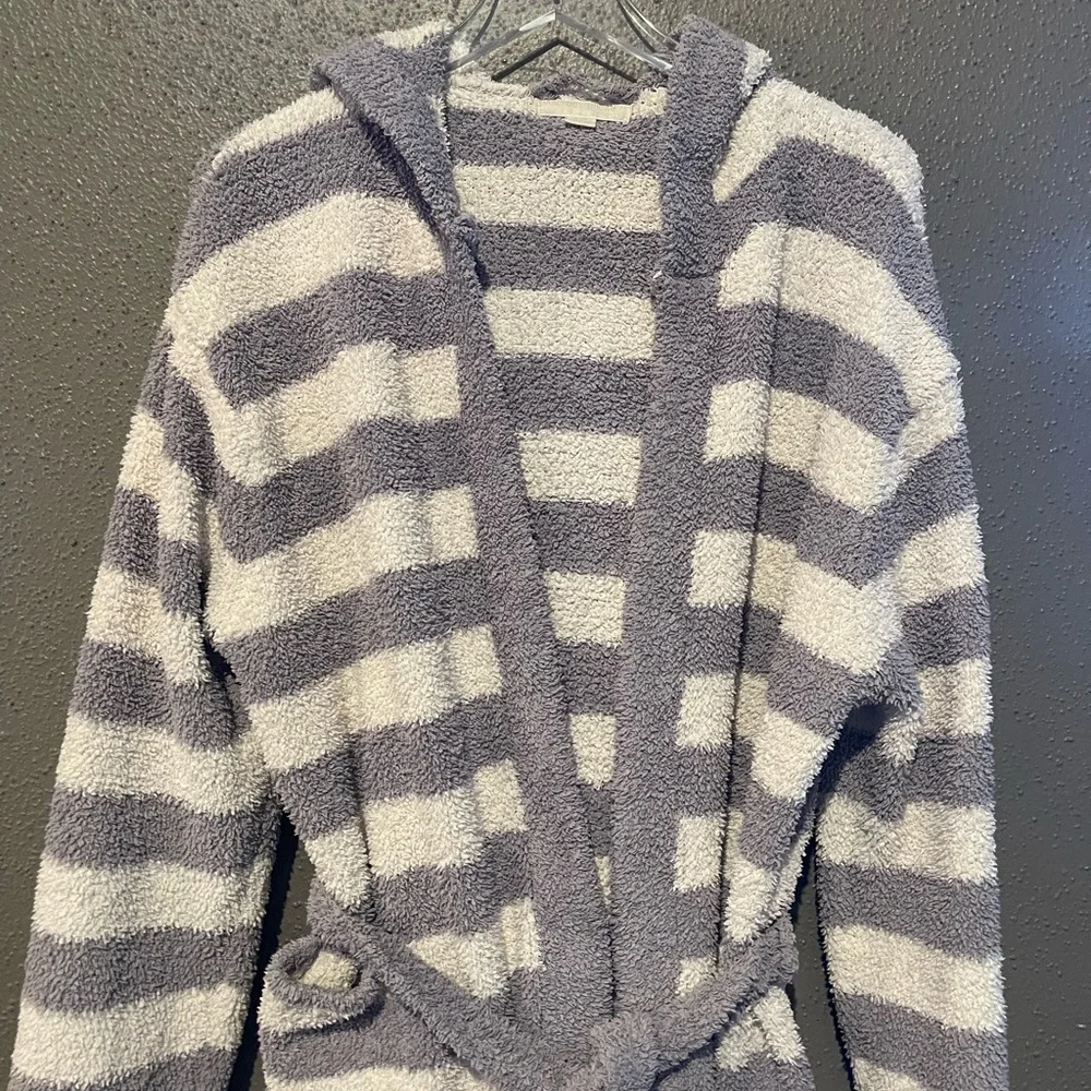 Barefoot Dreams Cozy Chic® Stripe Hooded Robe - Picture 5 of 11